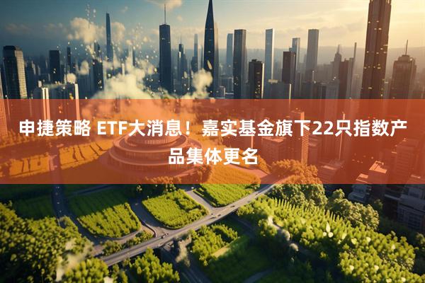 申捷策略 ETF大消息！嘉实基金旗下22只指数产品集体更名